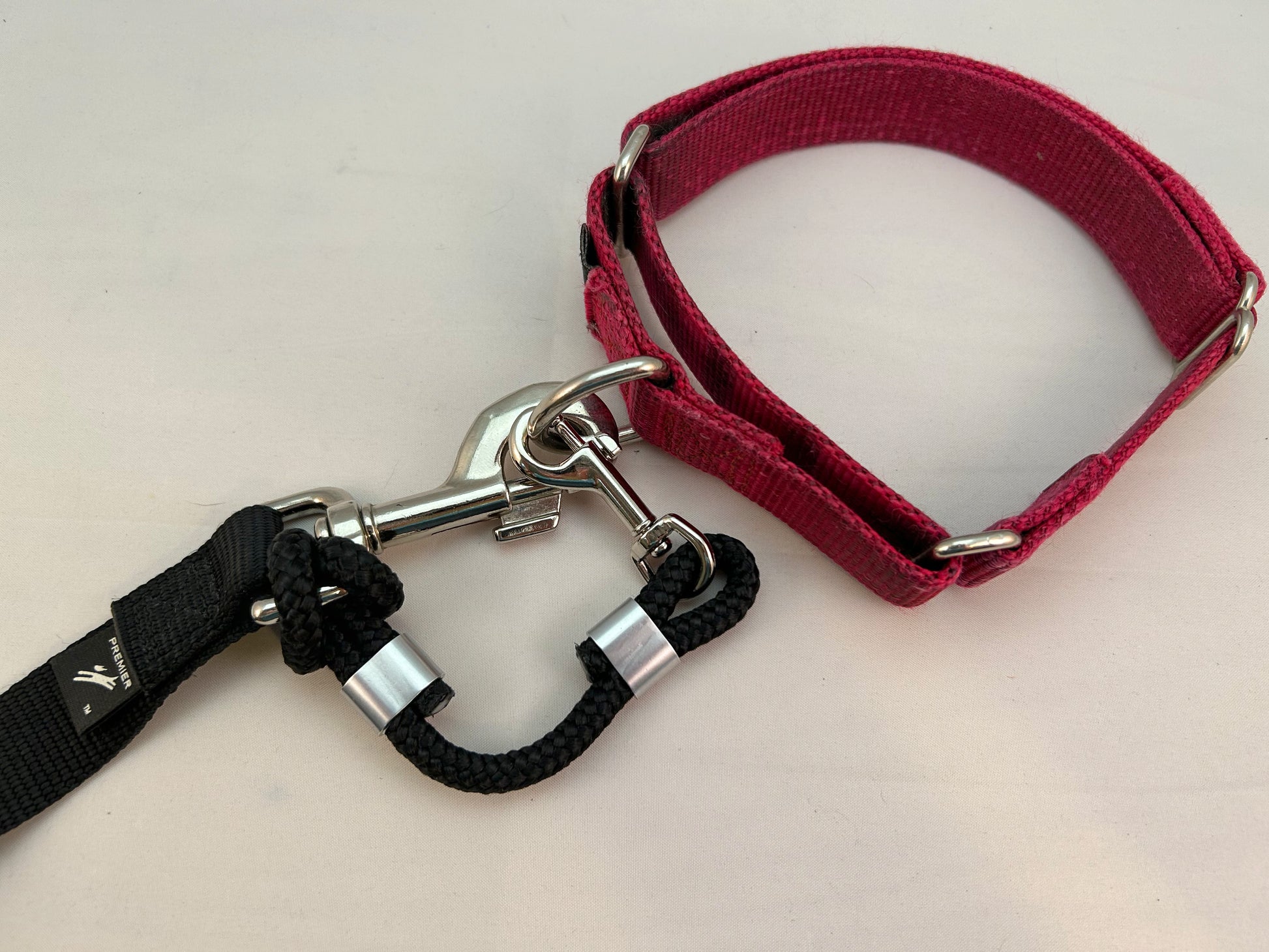 One way to attach the leash safety strap to collar