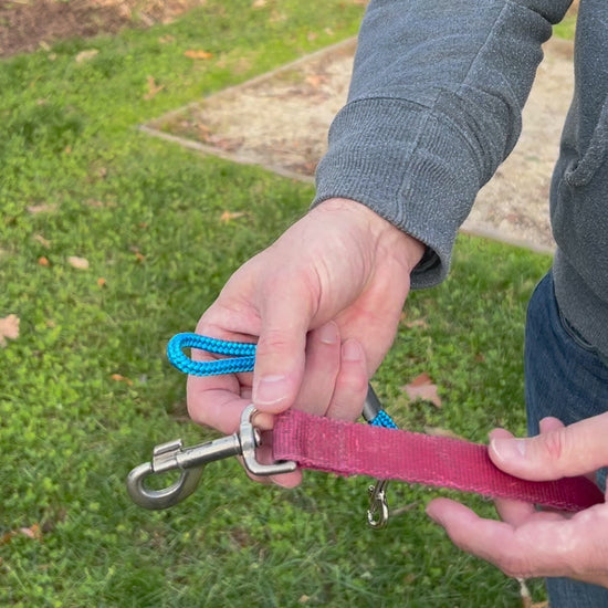 video showing how to attach leash safety strap to leash